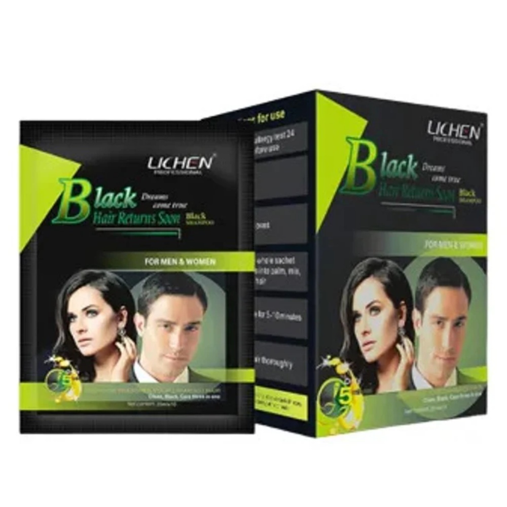 Lichen Fast Black Hair Color Shampoo – 200ml