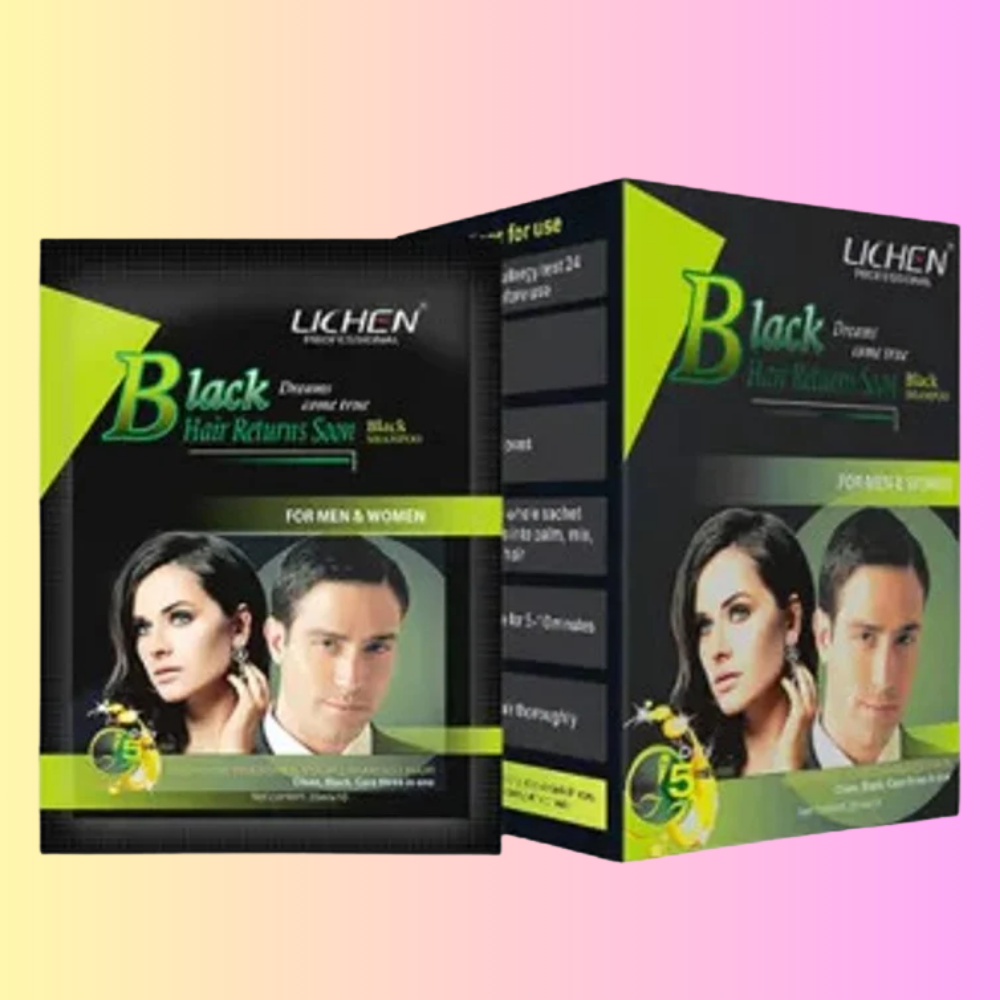 Lichen Fast Black Hair Color Shampoo – 200ml