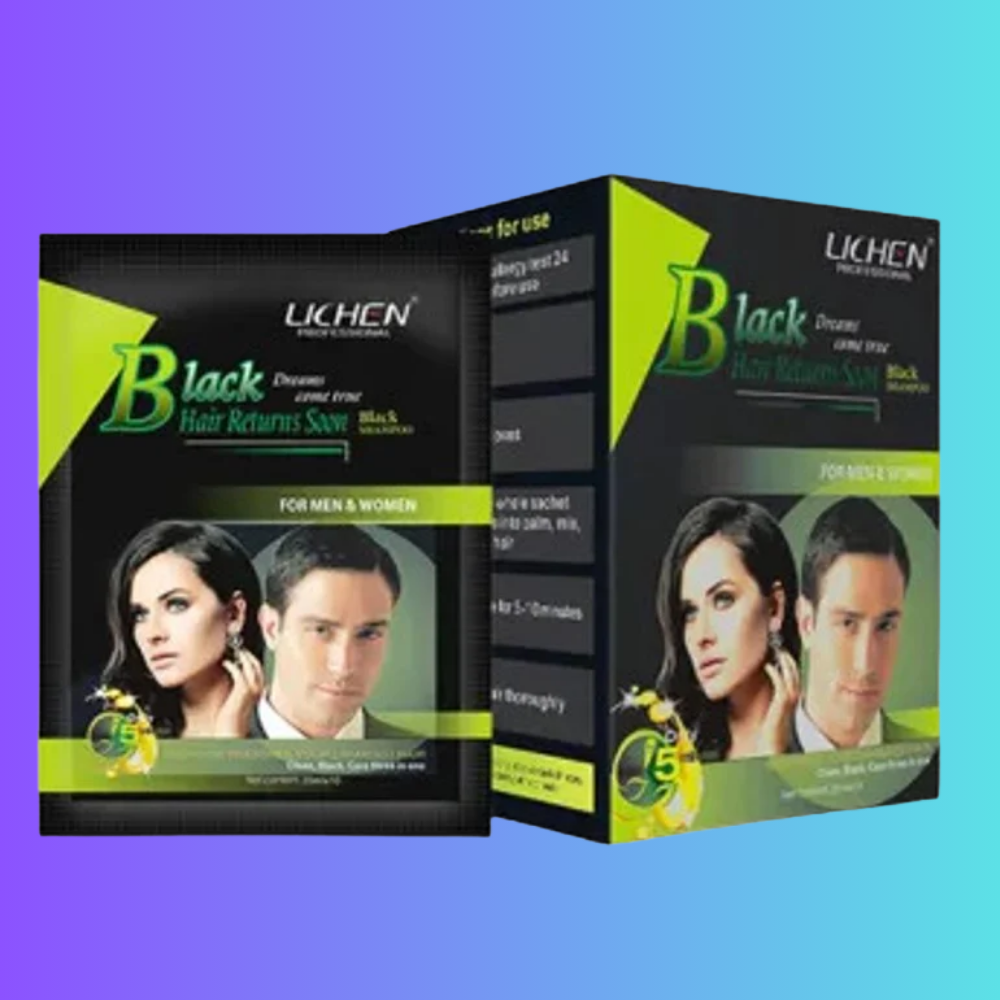 Lichen Fast Black Hair Color Shampoo – 200ml