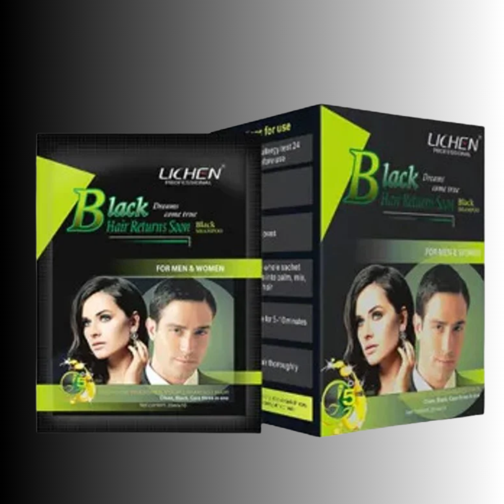 Lichen Fast Black Hair Color Shampoo – 200ml
