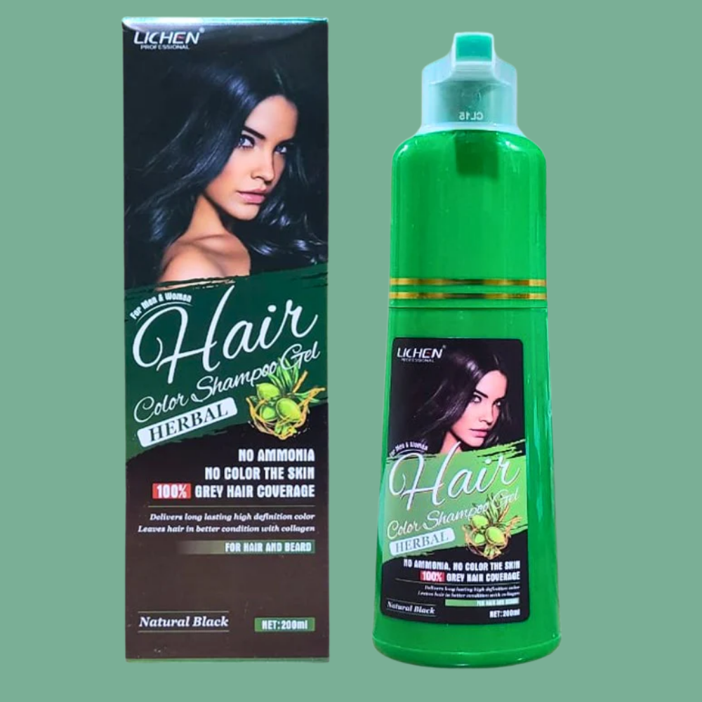 Lichen Hair Color Shampoo Gel – Natural Black 200ml