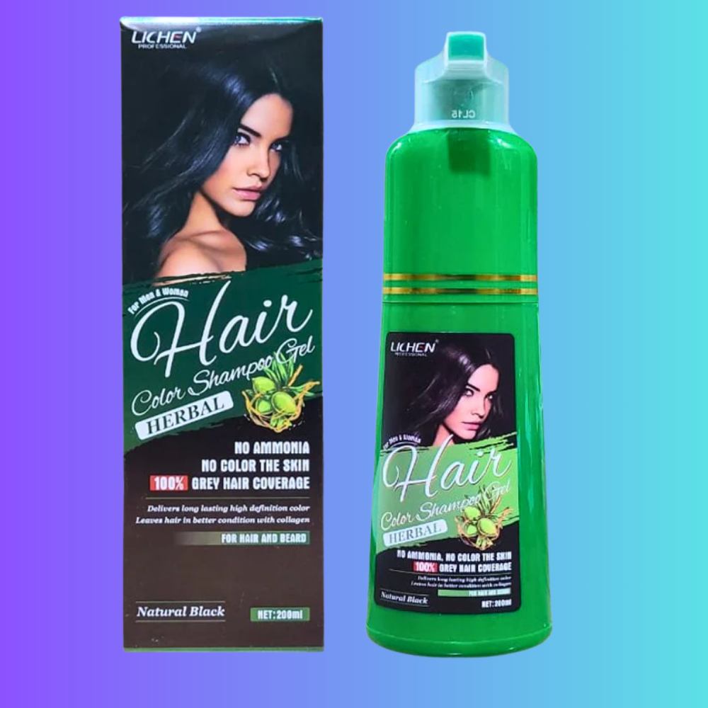 Lichen Hair Color Shampoo Gel – Natural Black 200ml