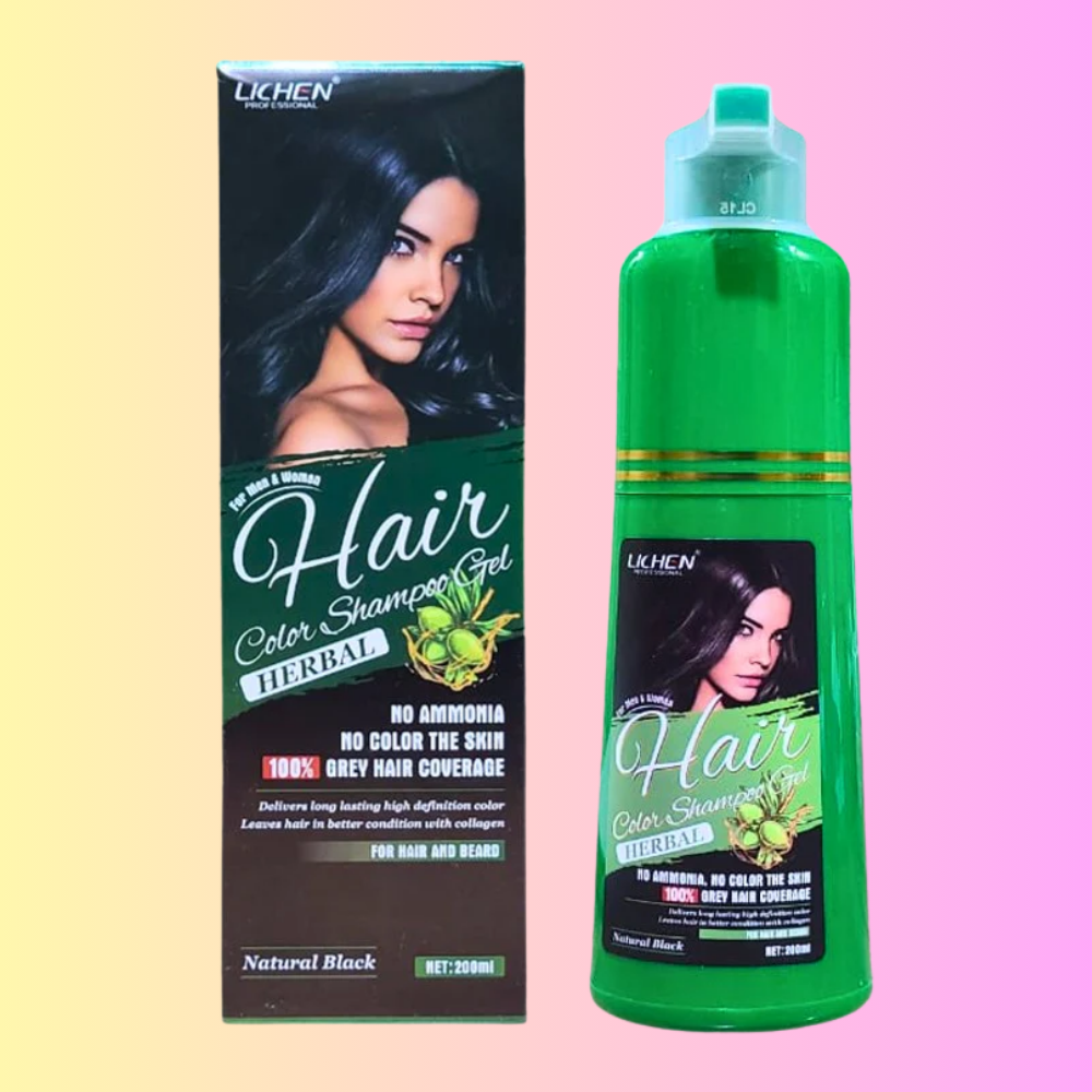 Lichen Hair Color Shampoo Gel – Natural Black 200ml