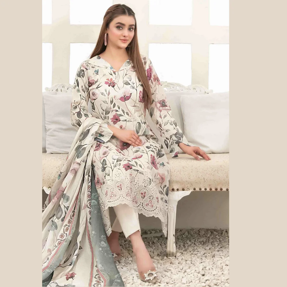 Areeba by Tawakkal Fabric Embroidered Lawn Unstitched 3 Piece Suit – B-1681