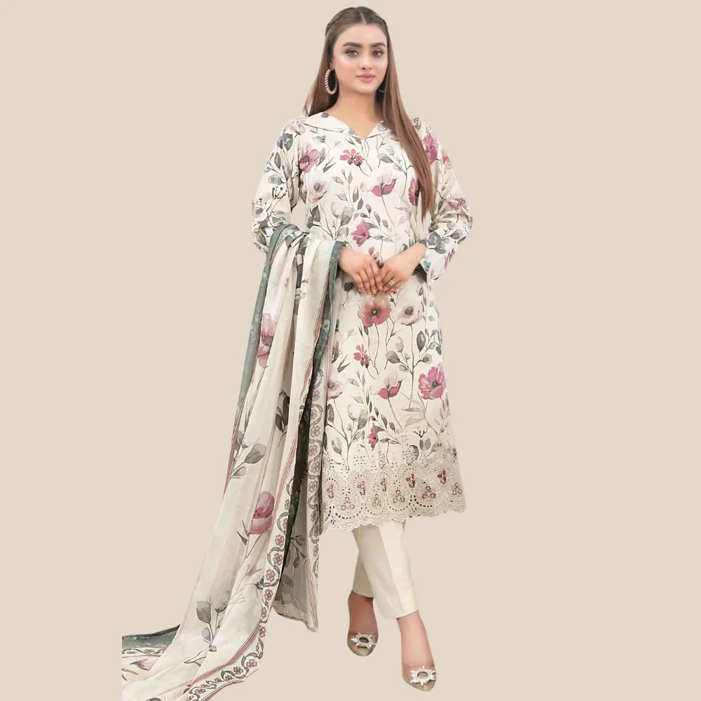Areeba by Tawakkal Fabric Embroidered Lawn Unstitched 3 Piece Suit – B-1681