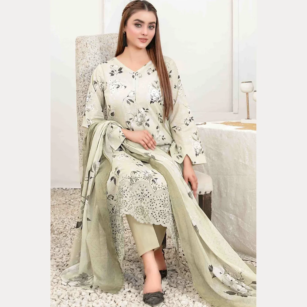 Areeba by Tawakkal Fabric Embroidered Lawn Unstitched 3 Piece Suit – B-1682