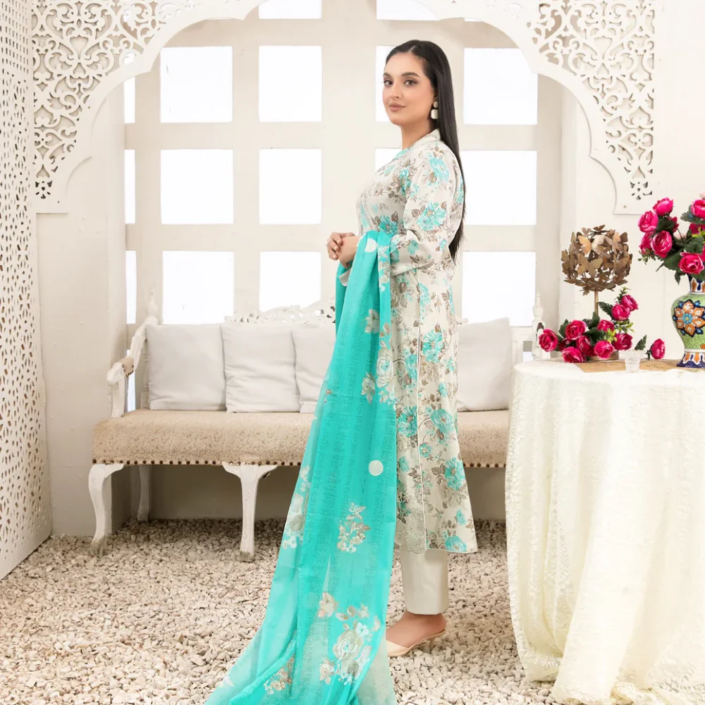Areeba by Tawakkal Fabric Embroidered Lawn Unstitched 3 Piece Suit – B-1683