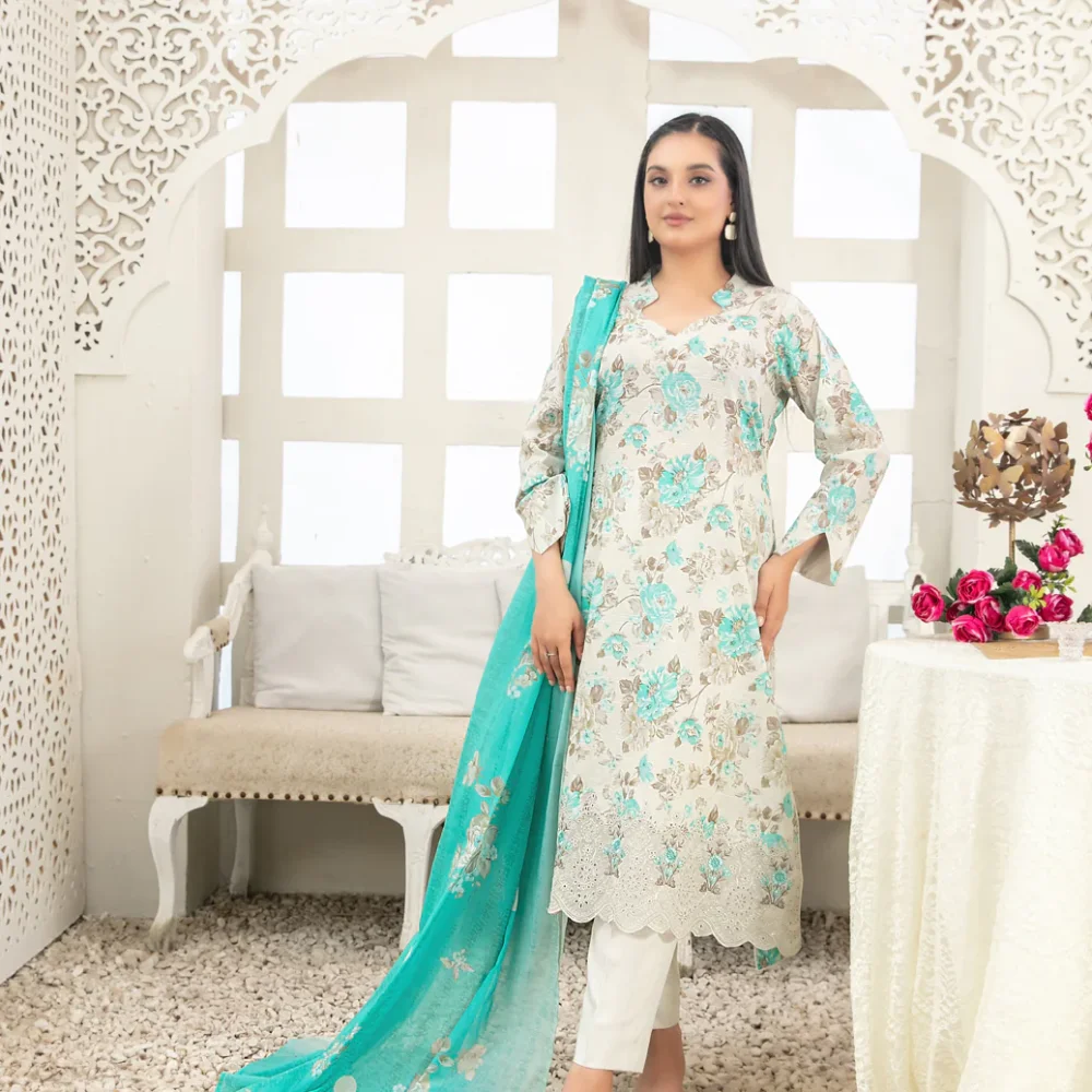 Areeba by Tawakkal Fabric Embroidered Lawn Unstitched 3 Piece Suit – B-1683
