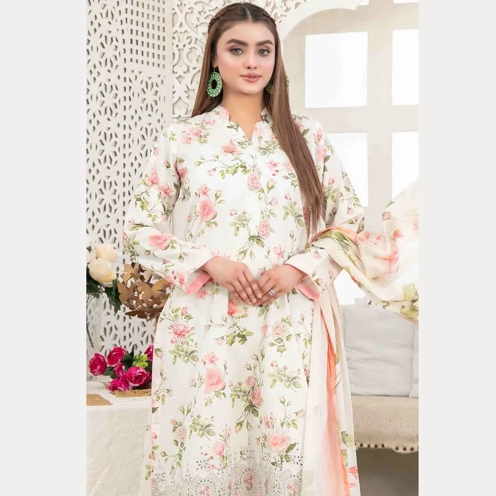 Areeba by Tawakkal Fabric Embroidered Lawn Unstitched 3 Piece Suit – B-1684