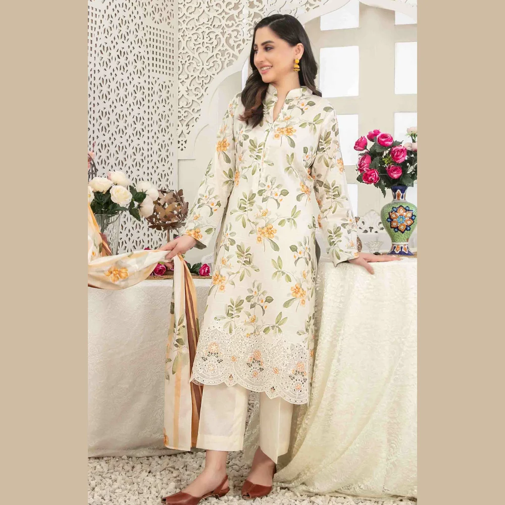 Areeba by Tawakkal Fabric Embroidered Lawn Unstitched 3 Piece Suit – B-1686