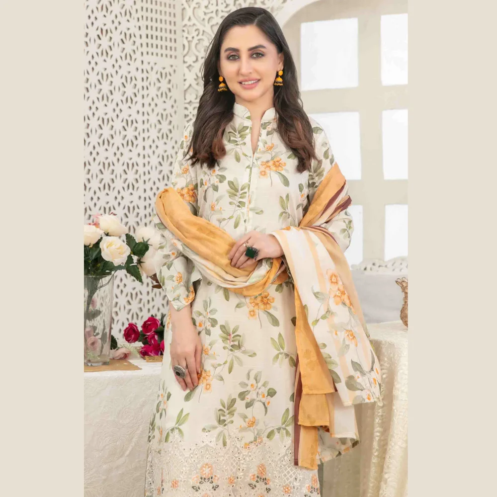 Areeba by Tawakkal Fabric Embroidered Lawn Unstitched 3 Piece Suit – B-1686