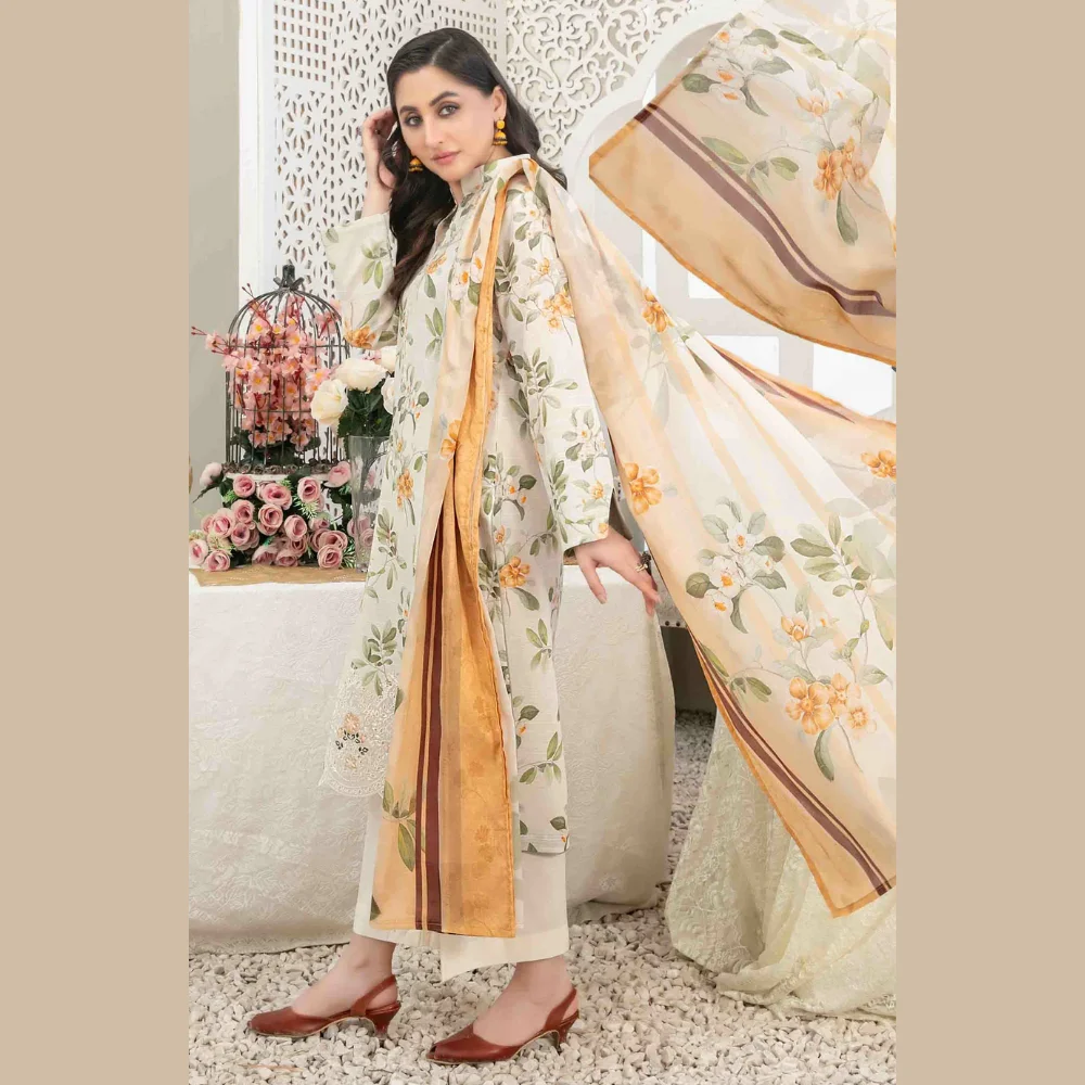 Areeba by Tawakkal Fabric Embroidered Lawn Unstitched 3 Piece Suit – B-1686