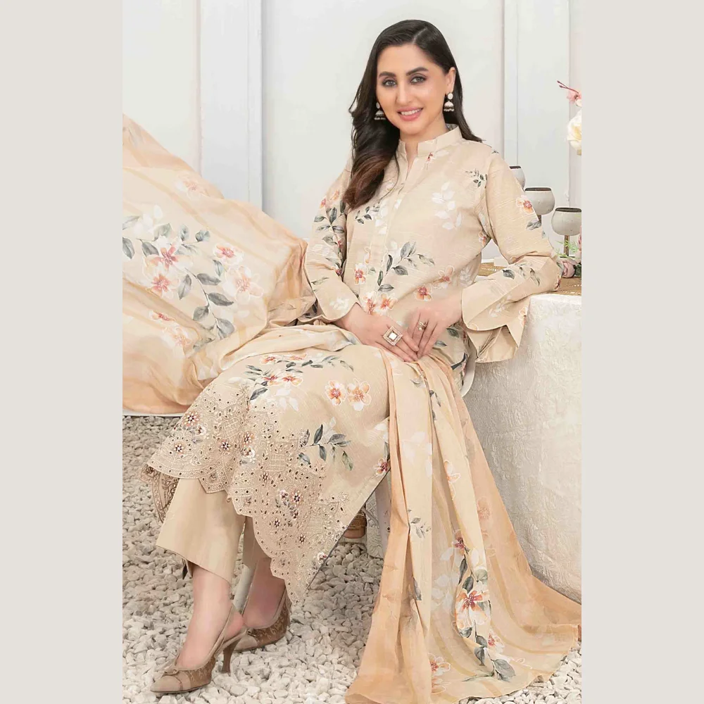 Areeba by Tawakkal Fabric Embroidered Lawn Unstitched 3 Piece Suit – B-1687