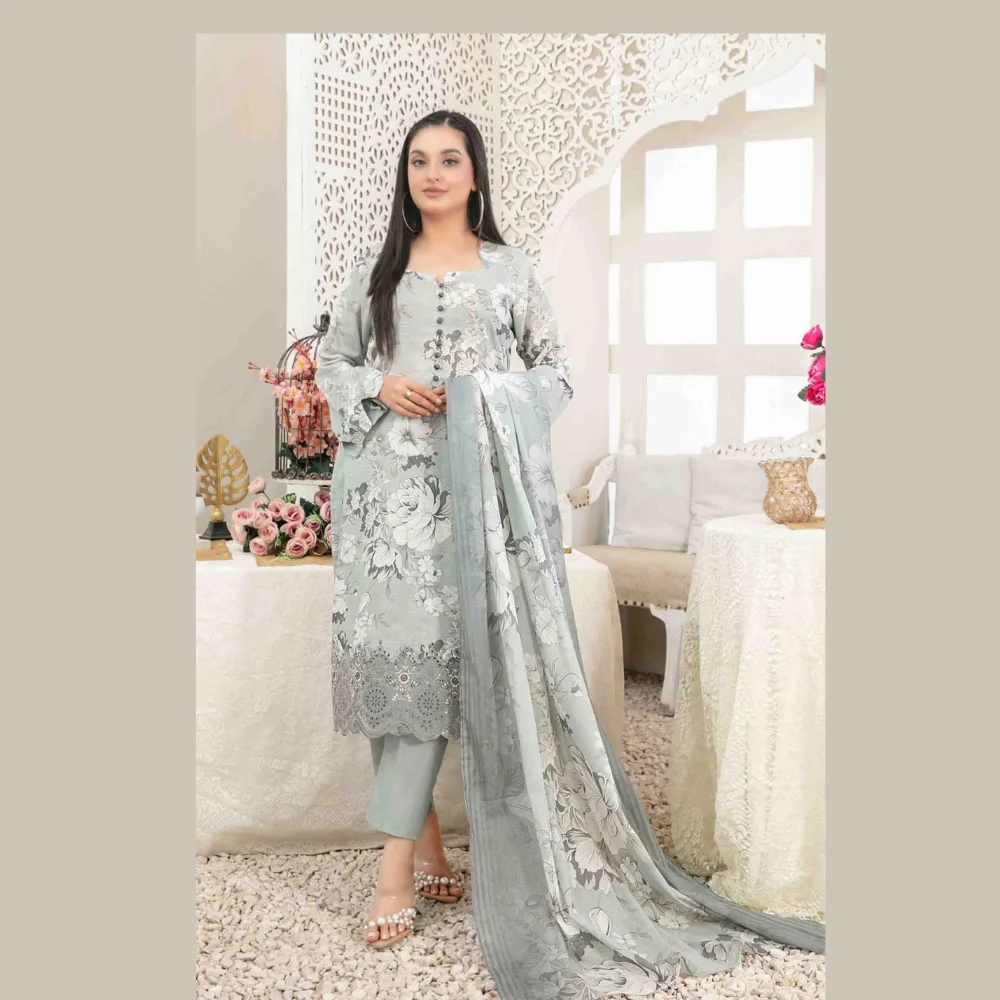 Areeba by Tawakkal Fabric Embroidered Lawn Unstitched 3 Piece Suit – B-1688